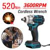3600RPM Cordless Wrench Max 520Nm Rechargeable Electric Drill  1/2 Socket Electric Impact Spanner for Makita 18V-21V Battery