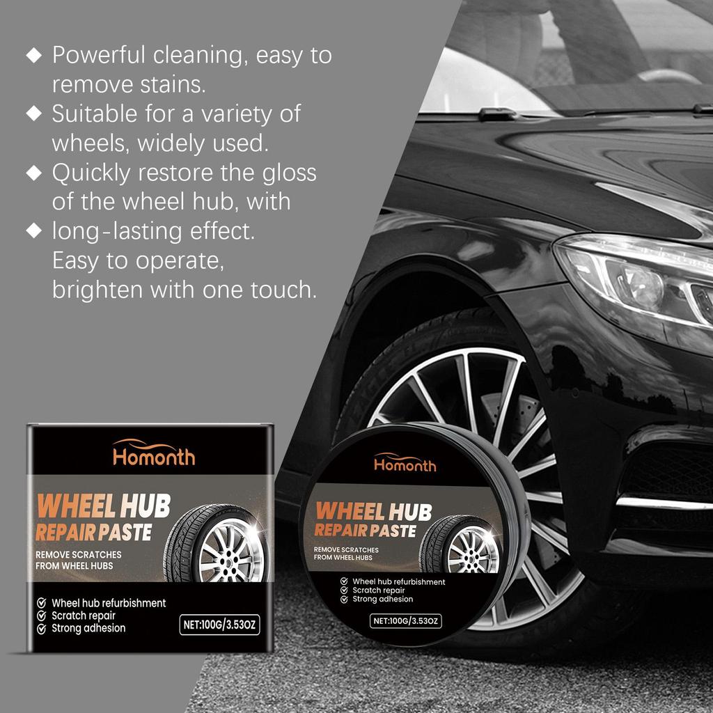 Homonth Automobile Wheel Polishing Paste Polishing Brightening Anti-Fouling Cleaning Maintenance Rapid Brightening Restoration of Luster100g