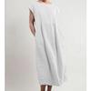Spring/Summer Short Sleeve Loose Dress Casual Solid Color Pocket Dress for Women
