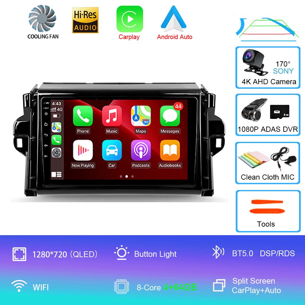 Car Radio Android 14 For Toyota Fortuner 2 2015 2016 2017 2018 2019 2020 Stereo Multimedia Navigation GPS Carplay 2 Din Headunit