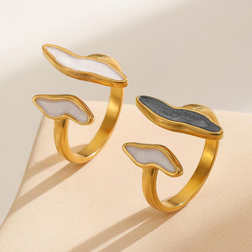 French Retro 18K Gold-Plated Adjustable Stainless Steel Ring - Fade-Resistant Hand Jewelry