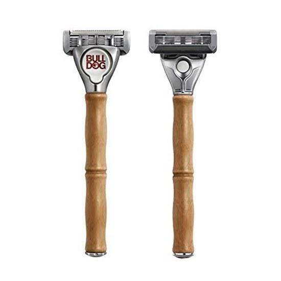 Bulldog Original 5-Blade Bamboo Holder (with Blades + 2 Replacement Blades) Shaving Razor Men