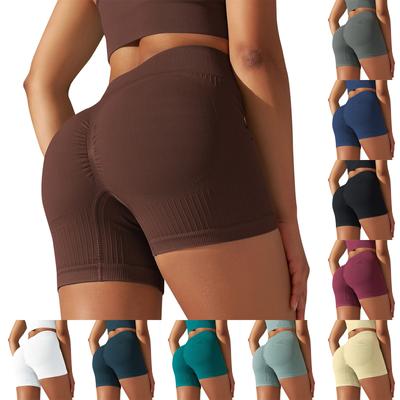 Women's Casual, Sexy And Comfortable Solid Color Double-sided Brushed Tight High-waist Elastic Sports Fitness Three-point Yoga Pants