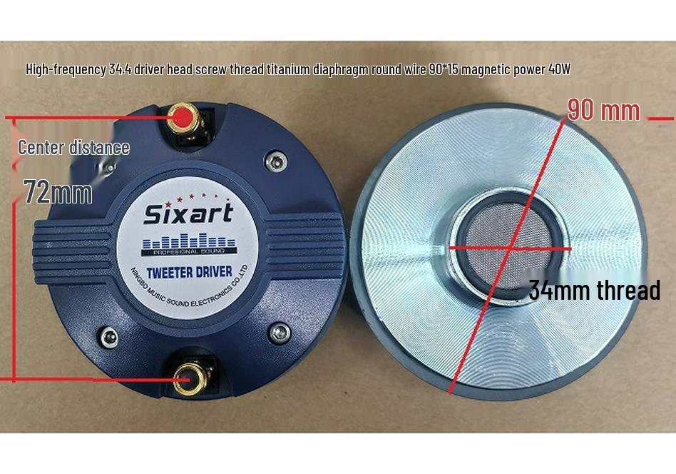 34.4mm Voice Coil Tweeter, 34-Core Speaker Driver with Thread, 90x15 Magnet.