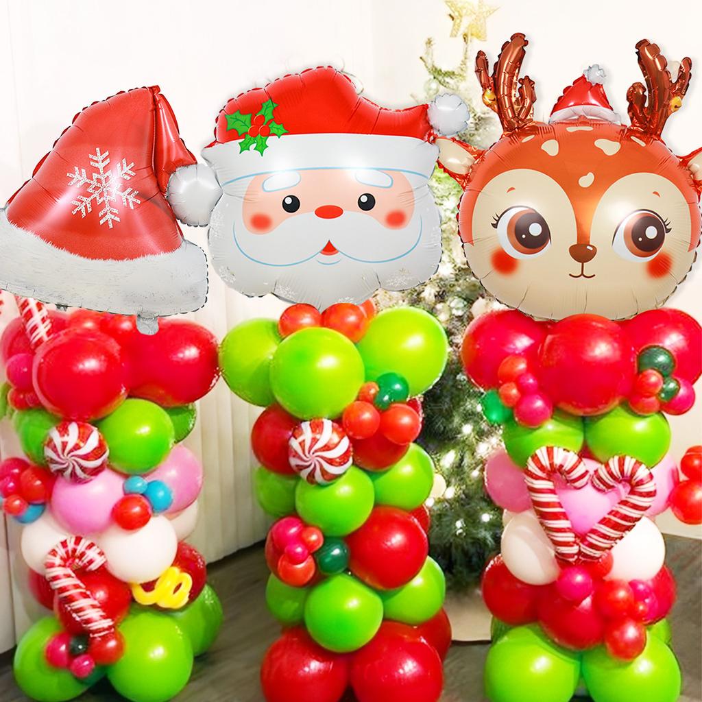 2/3pcs Christmas Balloons, Including Snowflake Santa Claus, Elk, and Christmas Hat Balloons, for Christmas Party Decorations
