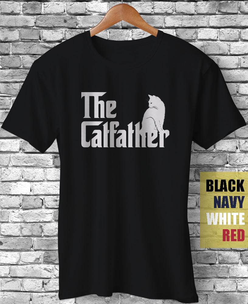 Кот-крестный отец Папа-кот Папа День отца Смешной подарок Футболка Мем Крестный отец Любитель Унисекс Футболка S
