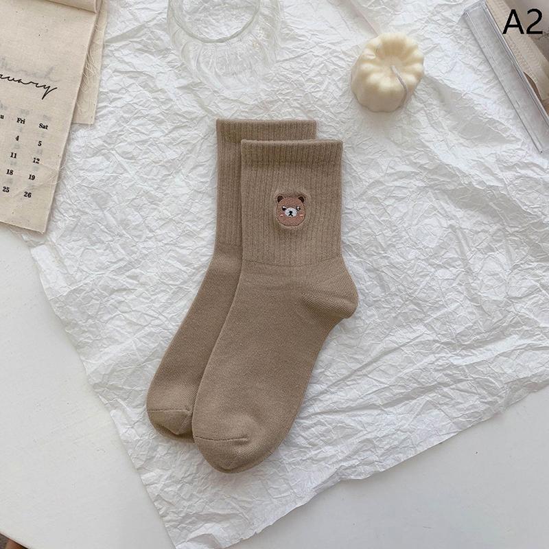 1pair Cartoon Cute Socks Animal Print Bear Sport Socks Women Cotton