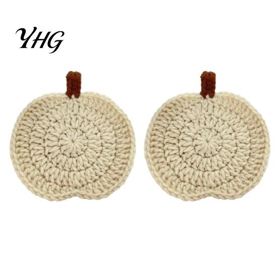 Rustic Farmhouse Style Decor Handmade Crochet Pumpkin Coasters, Soft Polyester Coffee Mats, Seasonal Table Accessories Autumn Themed Dining