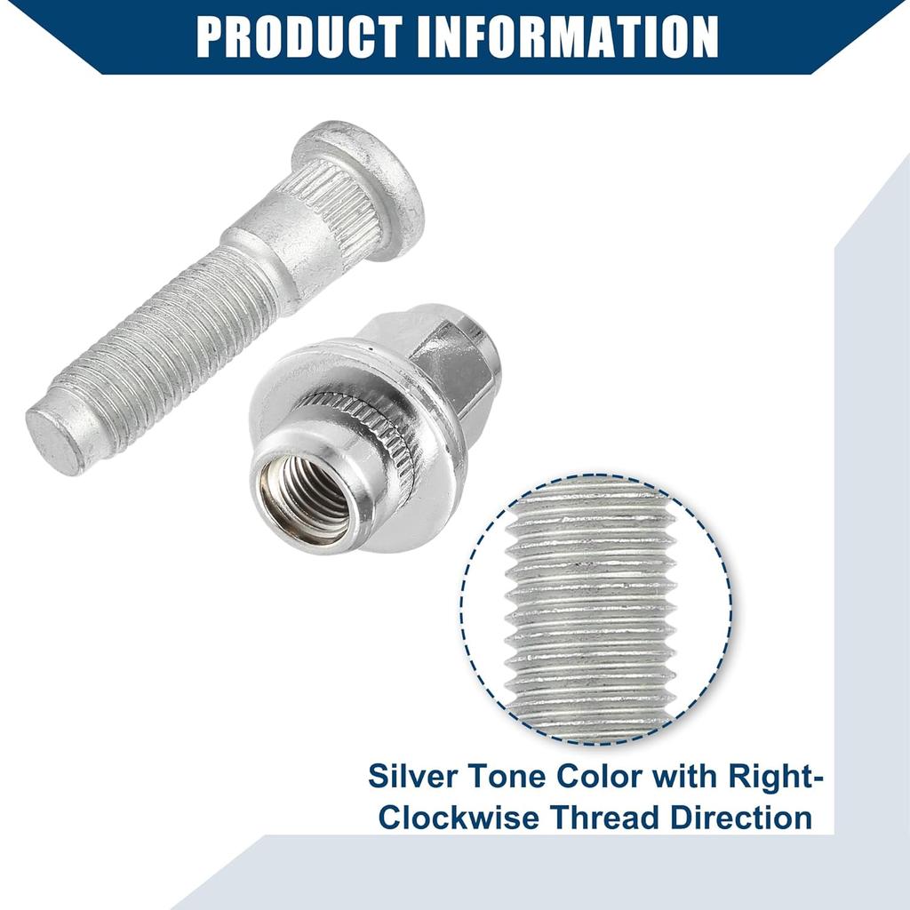No.C2C35294010 M12-1.5 Wheel Stud Bolts for Jaguar F/S/X-Type XFR XJ/Front Rear Left Right Wheel Lug Studs/Alloy Steel 19mm Hex / 1 Set Silver Tone
