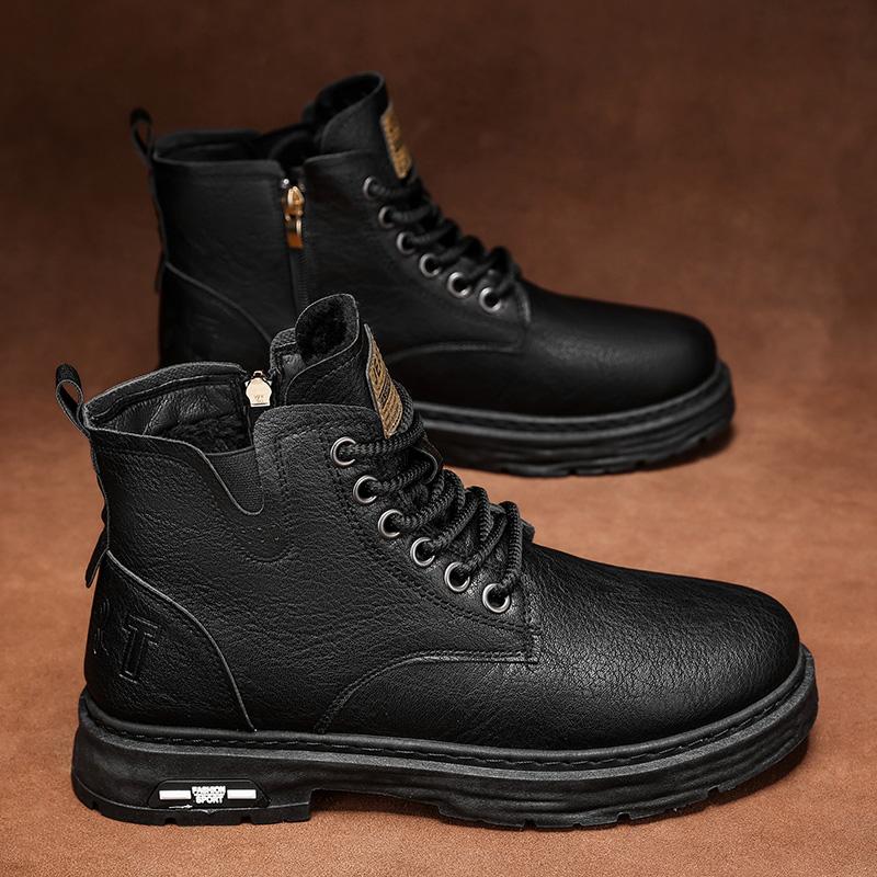 Luxury Men Ankle Boots Retro British High-top Men Boots Fashi High Quality Leather Shoes 2026 New Outdoor Men Motorcycle Boots