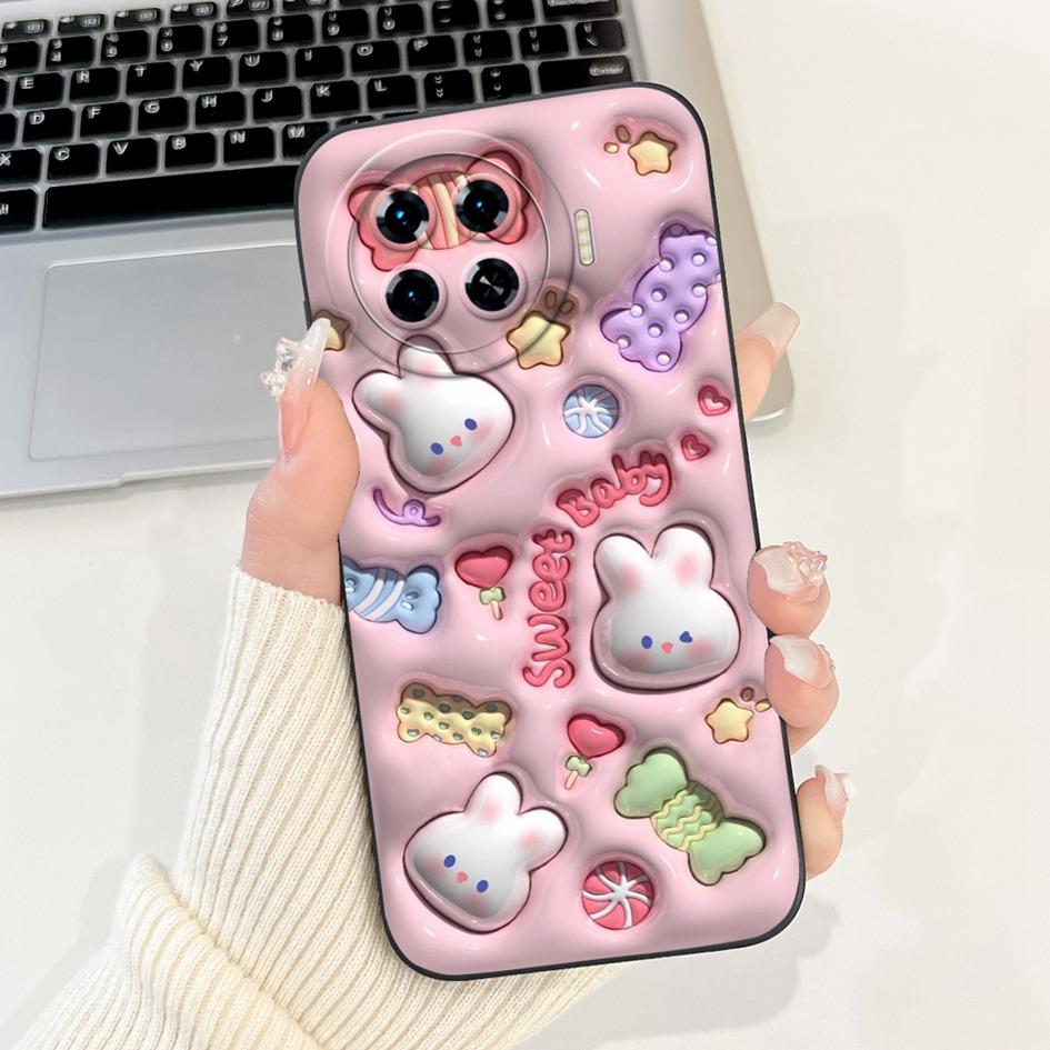 For Tecno Spark 20 Pro+ 2024 Case Fashion Flower Cactus Soft Liquid Silicone Lens Protective Cover on Spark 20 Pro Plus KJ7 Etui