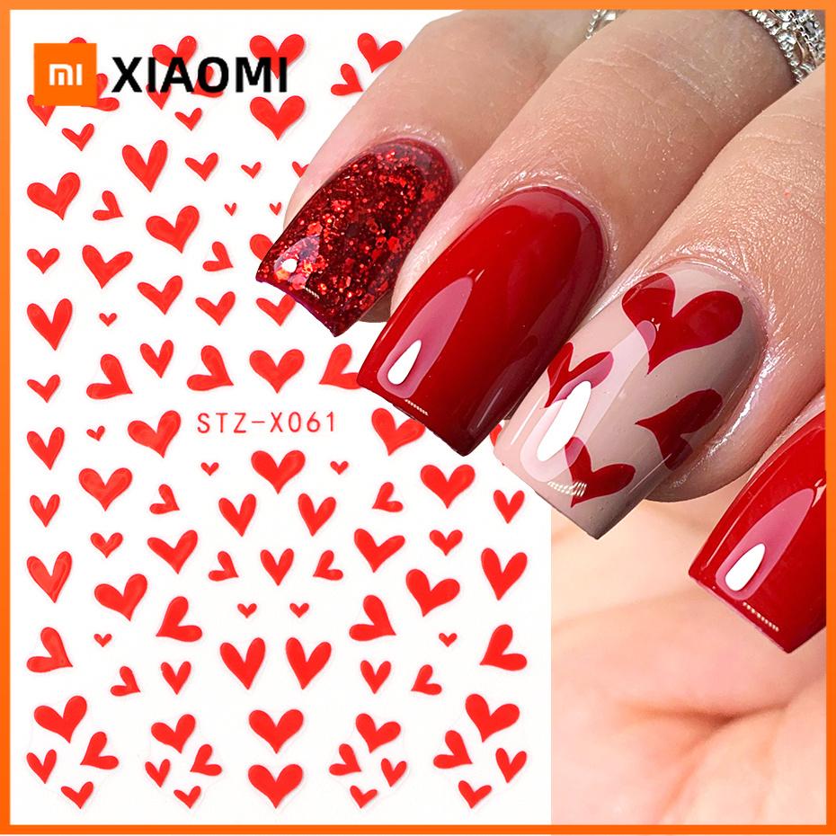Xiaomi Red Heart Nail Sticker Decals Little Love Heart Valentine 3D Self-adhesive Sliders for Manicure Foil Tattoo Nail Art Decorations