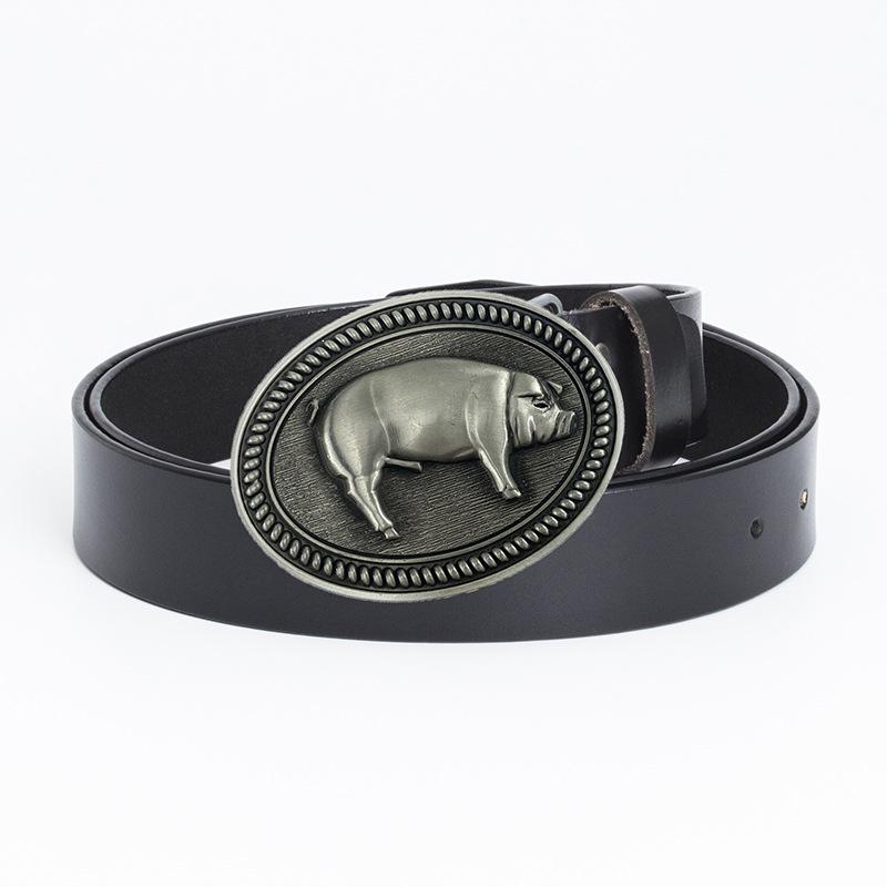 Men's Retro Cowhide Belt with Smooth Buckle - Korean Style, Trendy and Simple Wide Waistband.