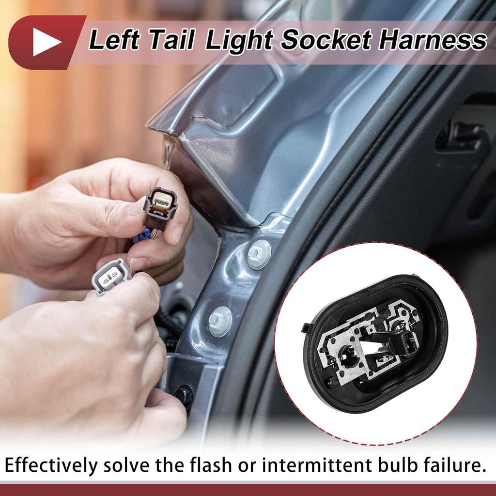 Left Tail Light Socket Wiring for Volkswagen Tiguan 5N Halogen Lamp Vehicles 2008-2012 No.5ND945257 Lamp Bulb Pigtail Connector Harness W/Pre-Wired