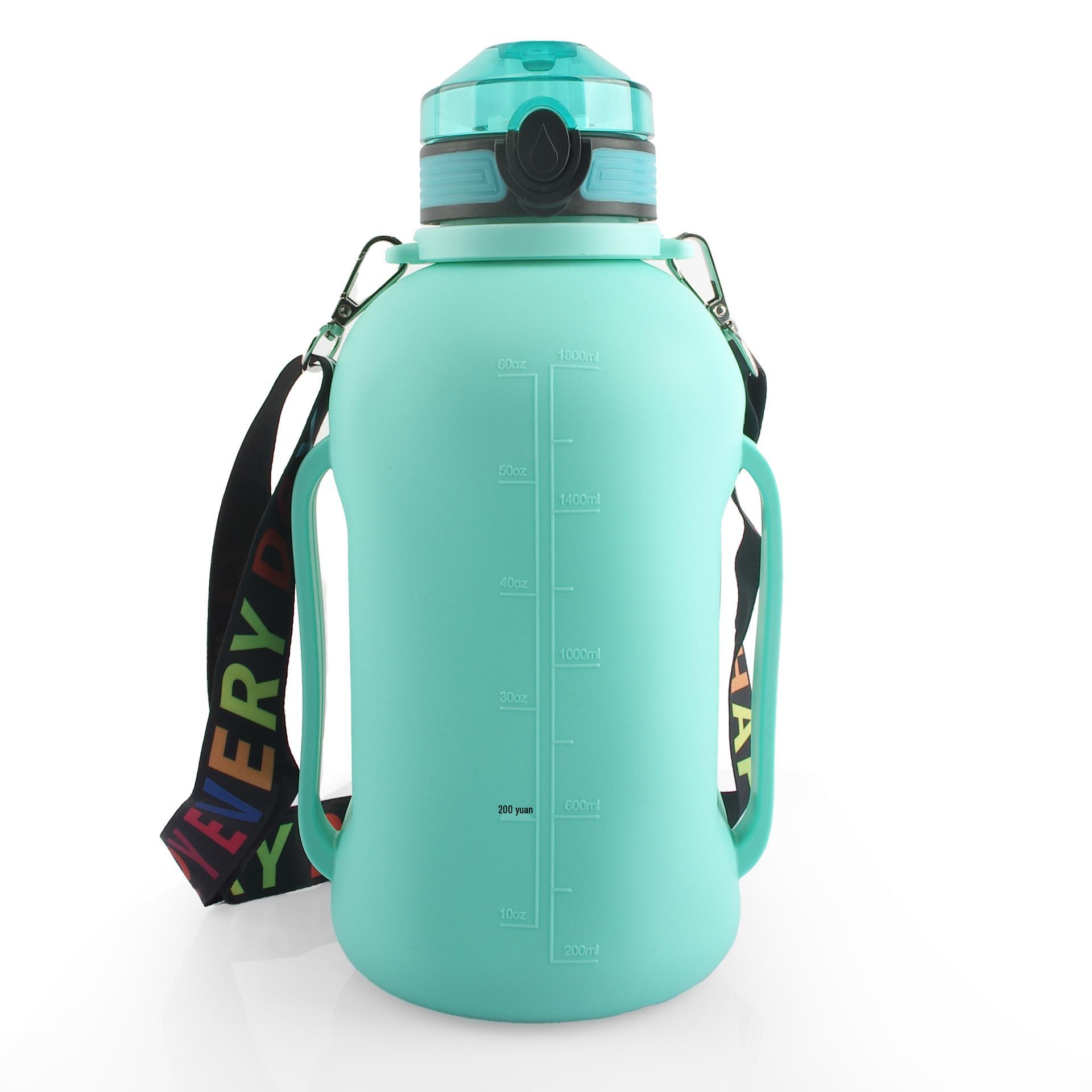 Food Grade Portable Telescopic Silicone Water Bottle for Travel and Outdoor Sports. 2000ml зелёный
