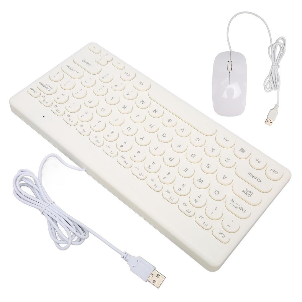 Keyboard Mouse Combo Comfortable Ergonomics Power Saving 78 Keys Round Keycap 4 Mouse Buttons Wired Computer Supplies