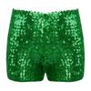 Kids Boys Girls Dance Shorts Shiny Sequins Solid Color Good Elastic Waist Stage Performance Athletic Wear