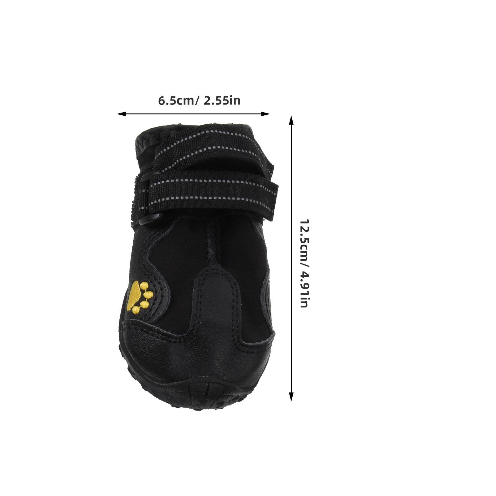 

4Pcs Waterproof Snow Boots Winter Pet Dog Shoes Casual Anti-Slip Warm Puppy Boots Black Size 4 Outdoor Pet Dog Shoes Size 2
