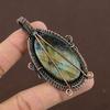Natural Labradorite Gemstone Handmade Copper Wire Wrap Pendant 2.80" L9a36