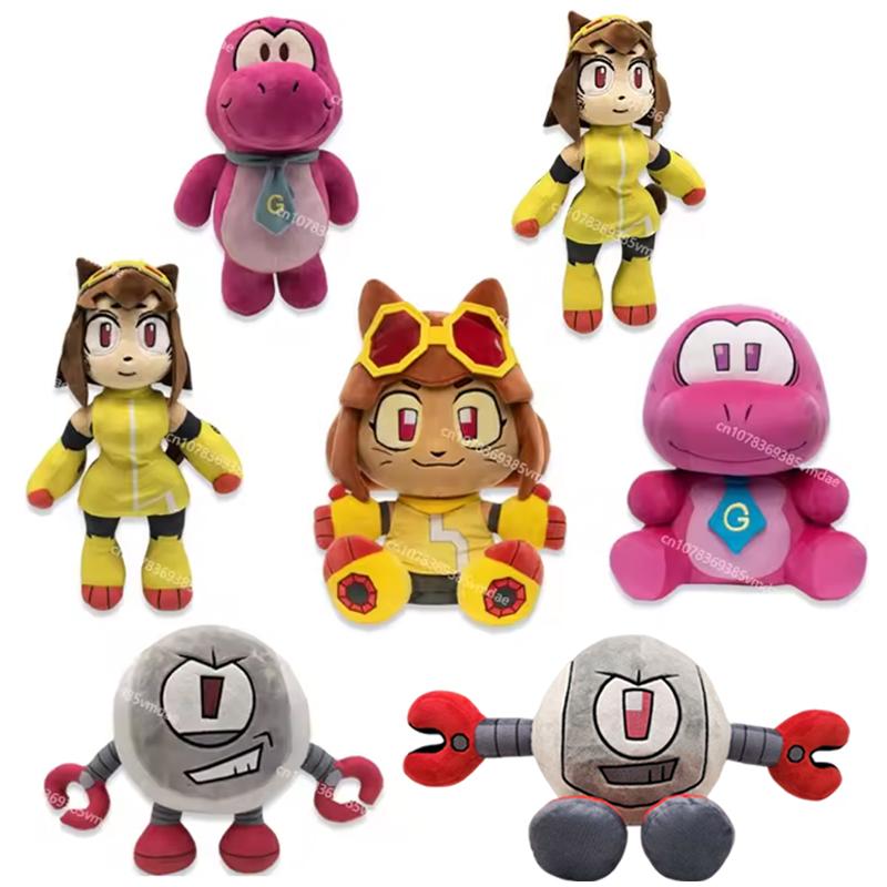 New Anime Gameoverse Plush Cute Game Completion Pink Dinosaur Grey Robot Stuffed Doll Toy Anime Merchandise Plush Toy Gifts
