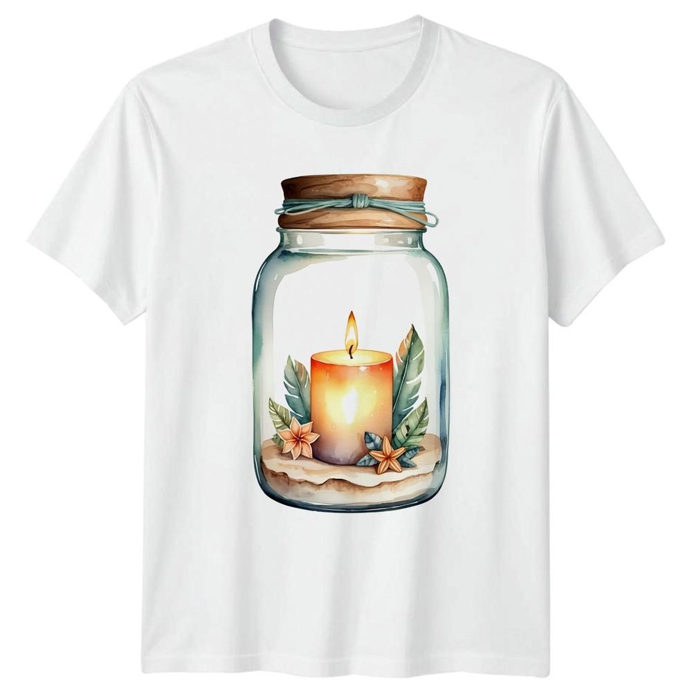 Watercolor Candle Jar Cozy Relaxation Unisexs TShirt Unisexs Tee Graphic Top S