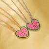 2 Stück/Set Süßes Sommer-Wassermelonen-Muster Herz-Puzzle Beste Freunde Halskette BFF Schmuck Für Frauen Mädchen Freundschaftsgeschenk
