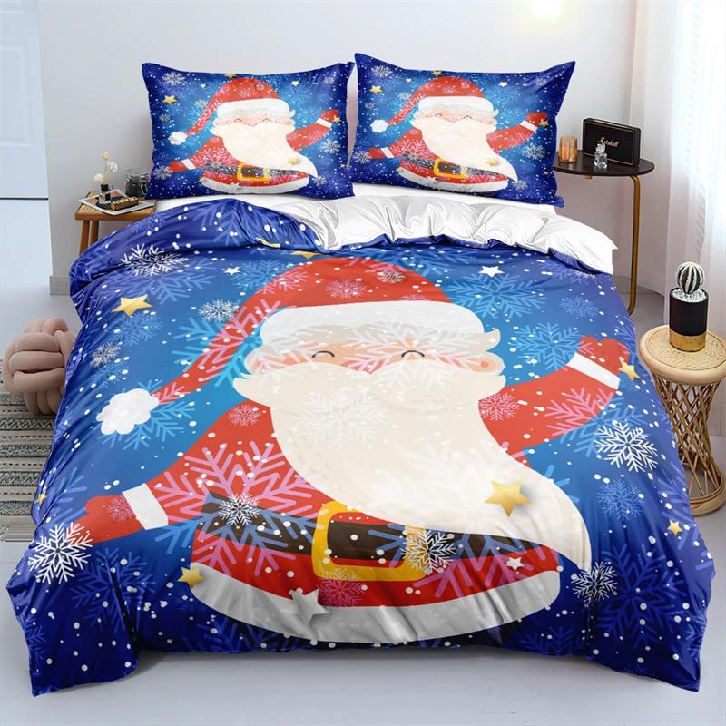 

Duvet Cover Set 3D Santa Claus Merry Christmas Single Double Size Holiday Atmosphere Decoration Soft And Comfortable EU Single(135*200cm)3pcs