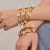 18K Gold-Plated Stainless Steel Zirconia Flower C-Shaped Open Bangle