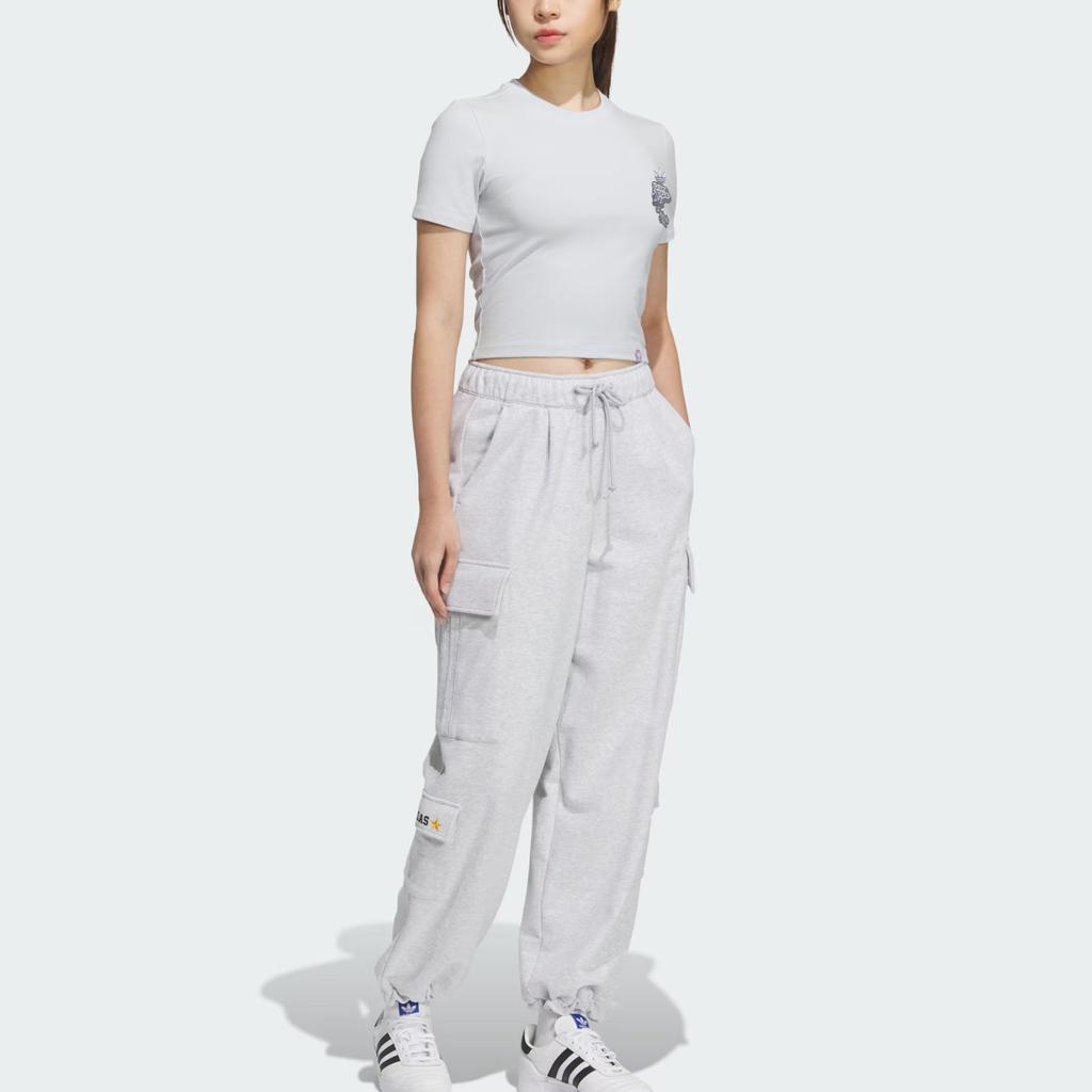 Adidas Originals City Skate Letter Sports Slim Fit Round Neck Short Sleeve T-Shirt Women Tops Light-Blue JN1681