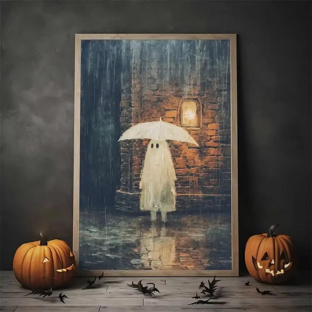 Vintage Wall Art Music Sports Spooky Aesthetics Bicycle Halloween HD Canvas Print Poster Home Living Room Bedroom Decoration