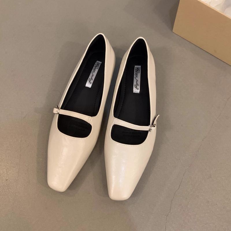 Fashion SUOJIALUN 2024 Autumn Women Flat Shoes Fashion Square Toe Shallow Slip On Single Shoes Soft Flat Heel Outdoor Dress Baot Shoes