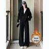 Women's Korean-Style Velvet Sports Suit: Autumn/Winter Casual Loose Hoodie Jacket & Pants Set