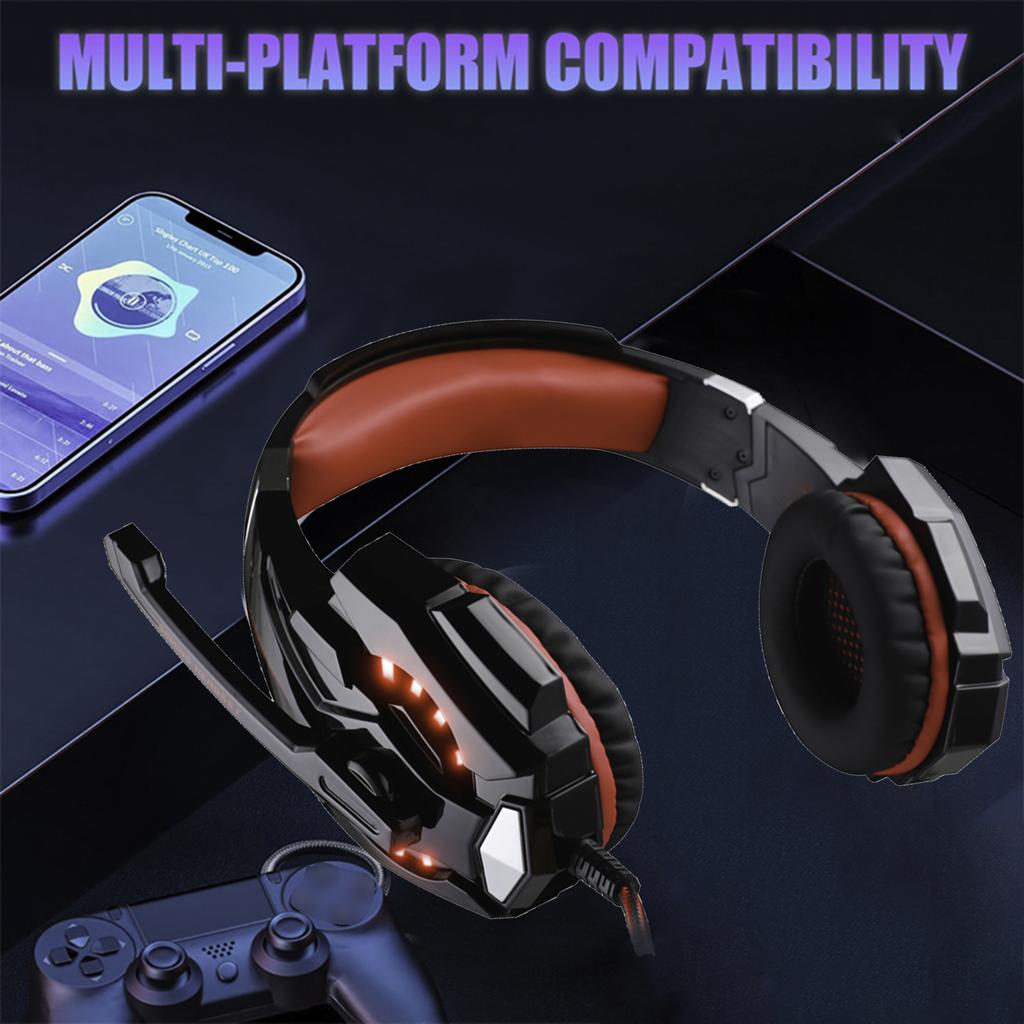 3.5mm Over Ear Game Headset, Gaming Headset with Noise Isolating Microphone, LED Light, Volume Control for Laptop,