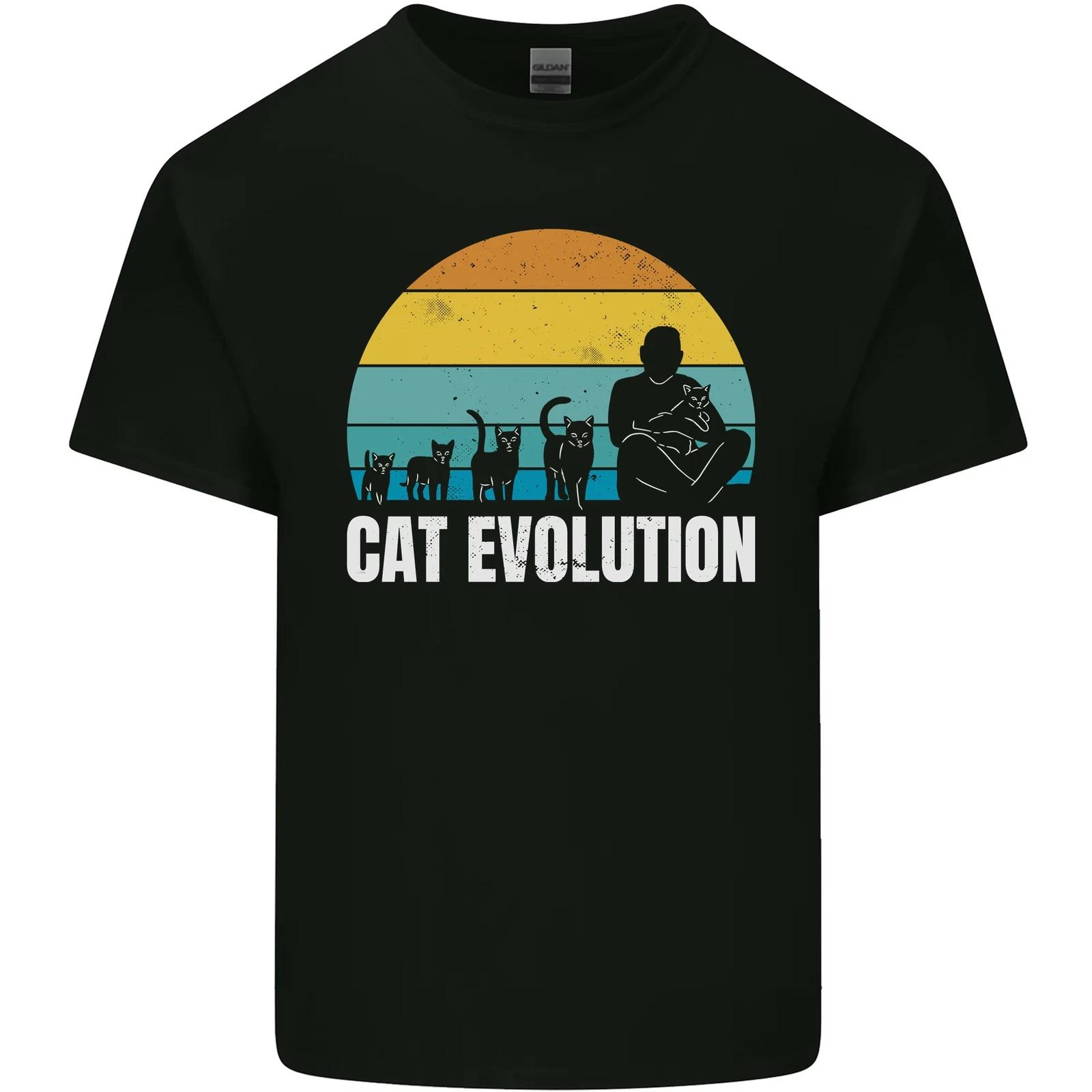 The Evolution of Cats Funny Crazy Lady Man Kids T-Shirt Childrens 4XL