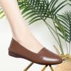 Chaussures plates en cuir véritable pour femmes, chaussures de printemps, grande taille, à enfiler, pour mères d'âge moyen