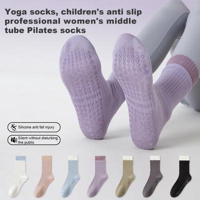 1 Pair Yoga Socks with Non-slip Gripper Breathable Moisture-Wicking Ballet Dance Fitness Pilates Athletic Gym Sports Mid-calf Socks