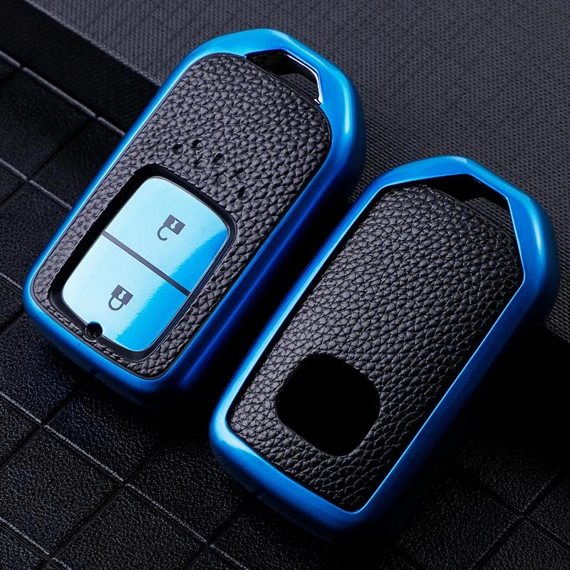 TPU Leather Car 2 Button Key Case Cover for Honda CRV HRV Pilot Accord Civic Jade Crider Odyssey 2015 - 2021