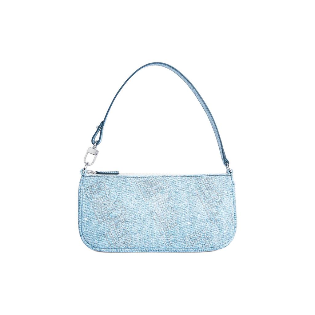 By Far Rachel Printed Pattern Zipper Closure Leather Tote Shoulder Bag Medium Women bags Denim-Blue 23CRRCLSPRHCCEMED-152696