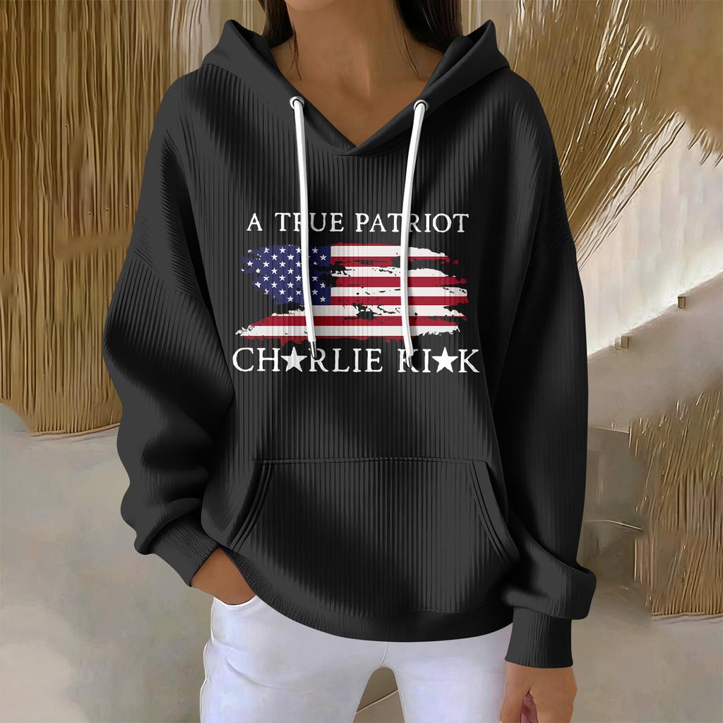 Women's Casual Fashion Print Long Sleeve Hooded Sweatshirt Top