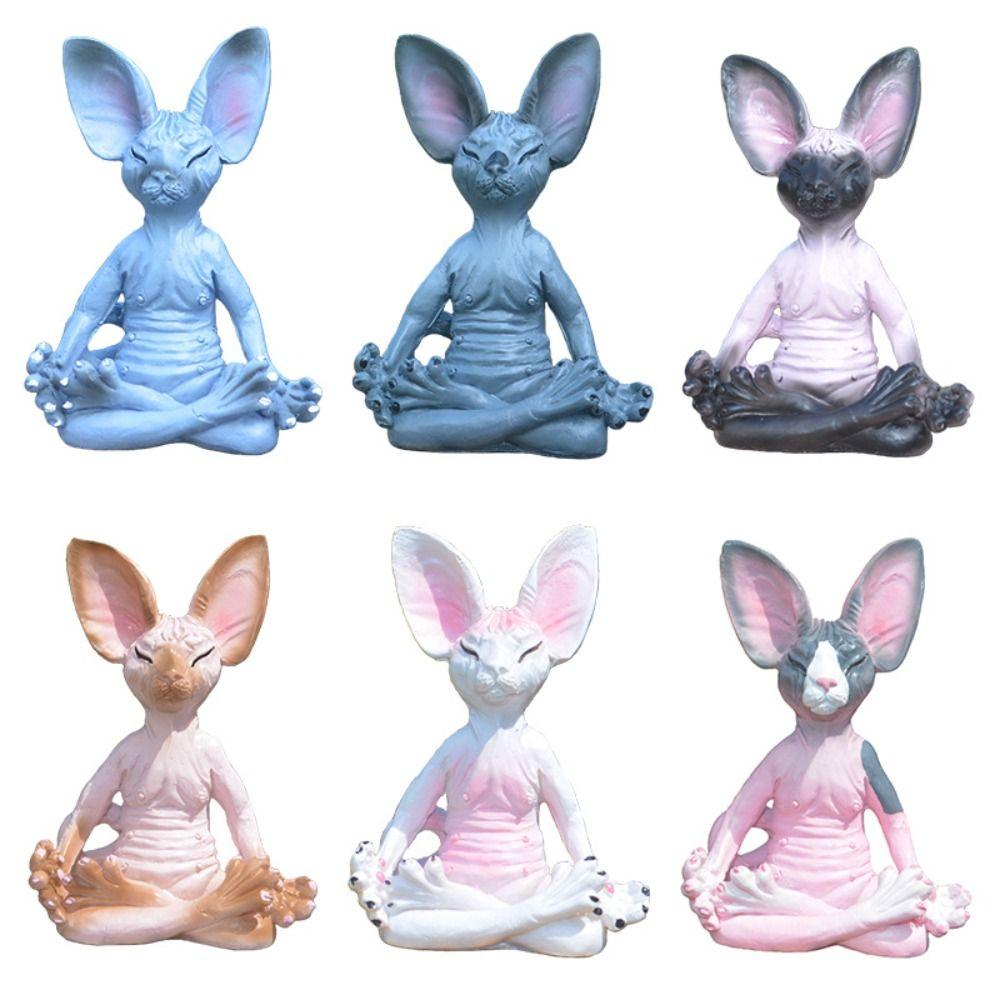 Hairless Cat Simulation Hairless Cat Figurine Meditation Yoga Lucky Cat Decor  Christmas Gift
