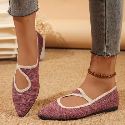 Women Pointed Toe Flat Shoes Solid Color Knitted Slip On Shoes Casual Breathable Ballet Flats Women Flat Shoes Loafers Women