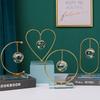 Crystal  Ball  Ornaments, Wrought Iron Ornament Display Stand Half Moon Love-shaped Round Shape Oval, Light Creative Geometric Home Decorations
