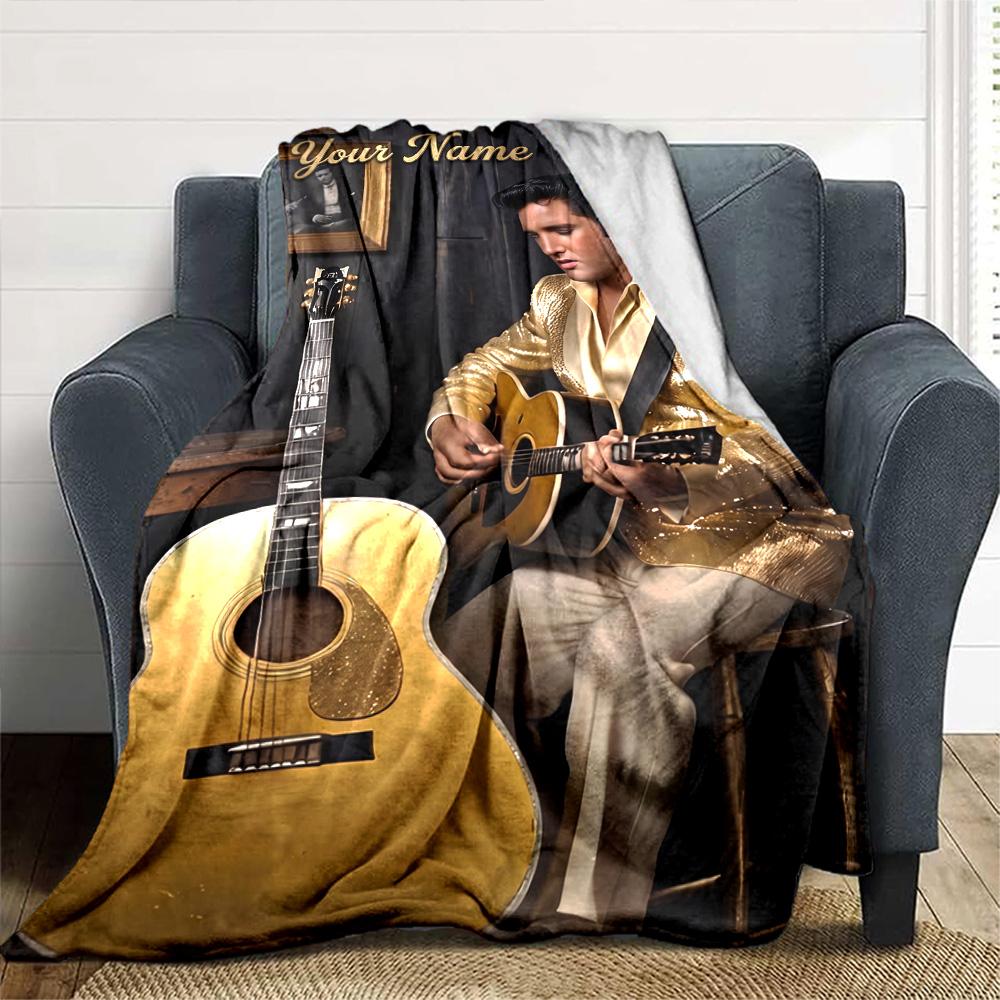 Elvis Presley Customize Your Name Blanket Gift Personalized Blanket Durable Comfort for Seaside Couch Livingroom Nap for All Occasions