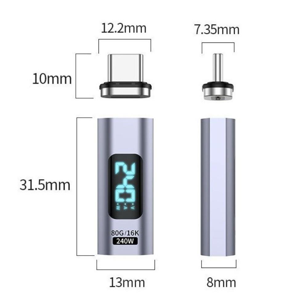 80Gbps Magnetic Adapter 240W Fast Charging Adapter Cable Type C Adapter  Magnet Charge