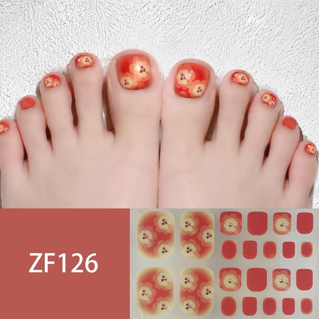Waterproof Long Lasting ZF 3D Faux Rhinestone Stereo Pattern Full Cover Finished Toe Nail Stickers, Skin Brightening Toenail Decals