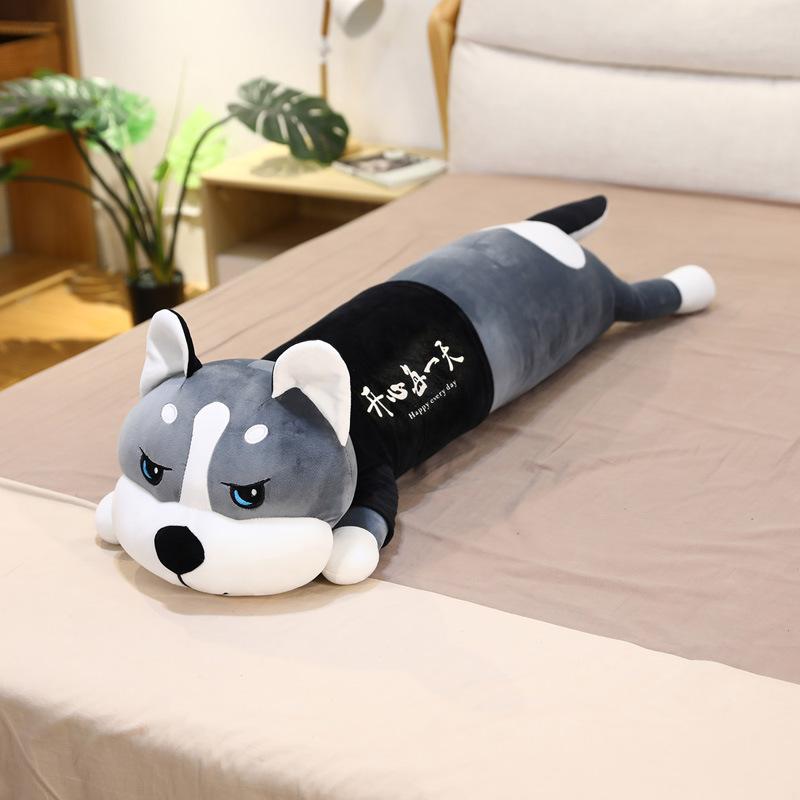 Kreatywna Lalka Husky do Przebierania Pluszowa Zabawka Leżący Pies Lalka Erha Poduszka do Spania Dla Dziewczynek