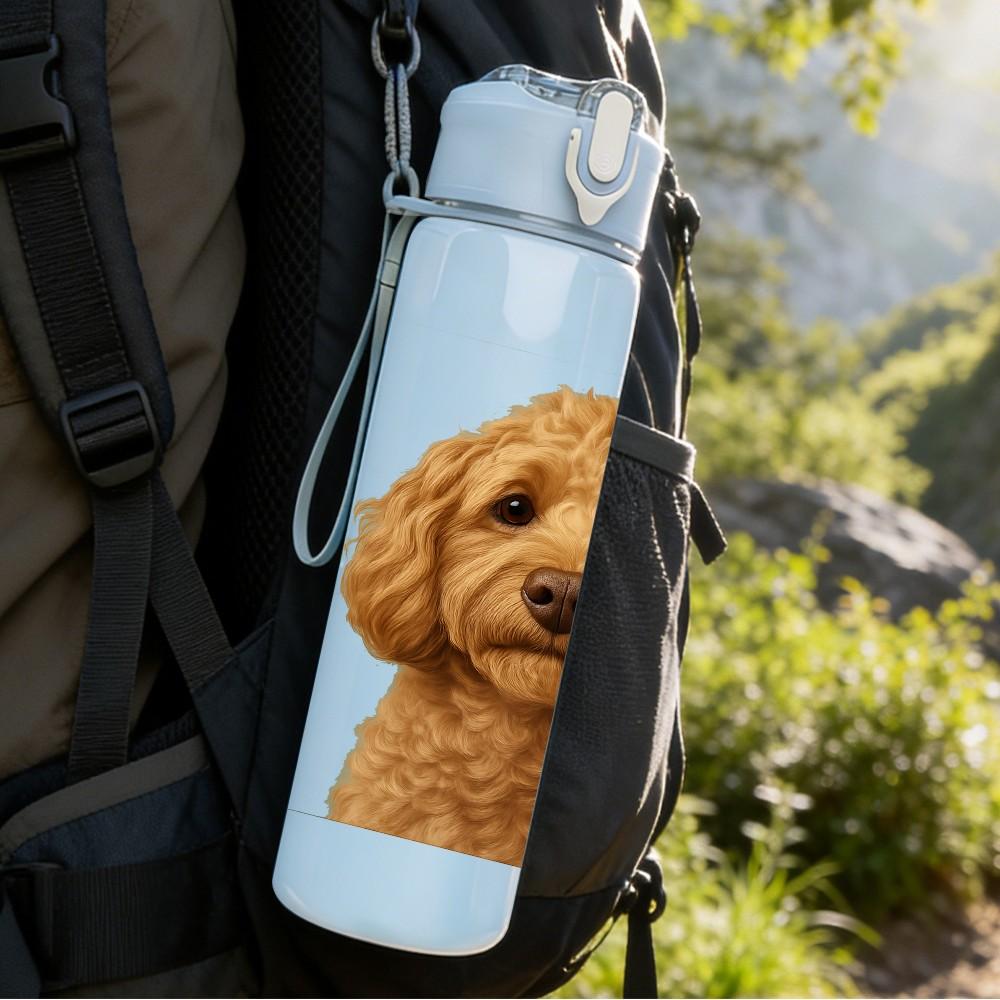 1PC Golden Retriever Puppy Dog Print 750ml Color Plastic Sports Water Bottle Leakproof Flip Straw Lid Suitable for Sports Office Home Use