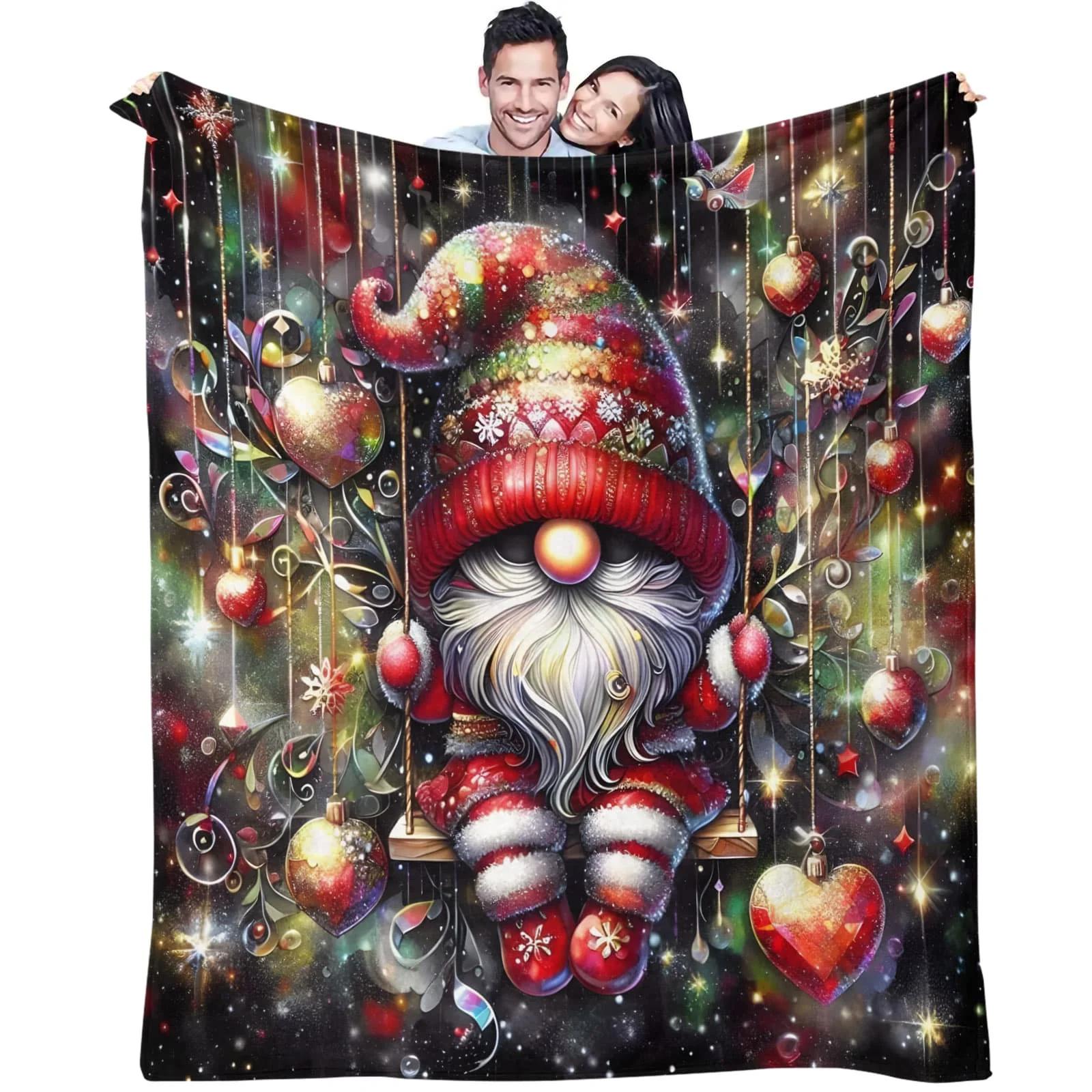 

Fantasy Gnome Flannel Blanket Christmas Easter Heart Gnomes Design Cozy Throw for Bedroom Sofa Kids Couples Family Friends Gift 40x50inch 101x127cm