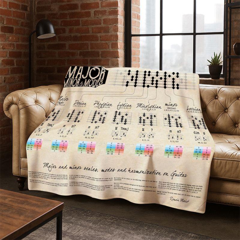 Music Theory Chart Guitar Chords Flannel Blanket Soft Warm Throw Blanket for Bedroom Living Room Bed Travel Camping Picnic Gift