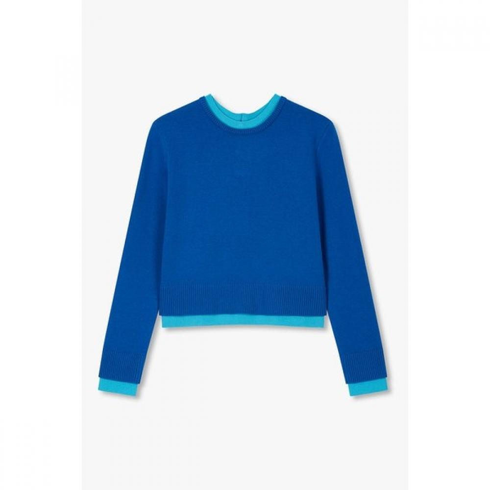 Студия Tomboy Цветная точка на шее Круглый пуловер Ct 9105452105 Blue/OS